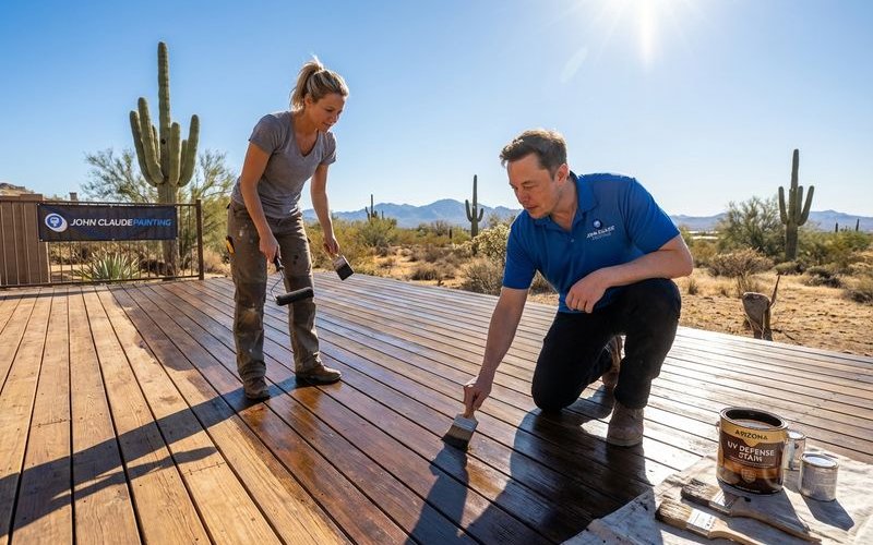 Arizona deck staining showing UV protection application