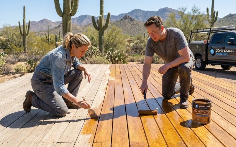 Deck restoration with professional staining protects Arizona outdoor living spaces
