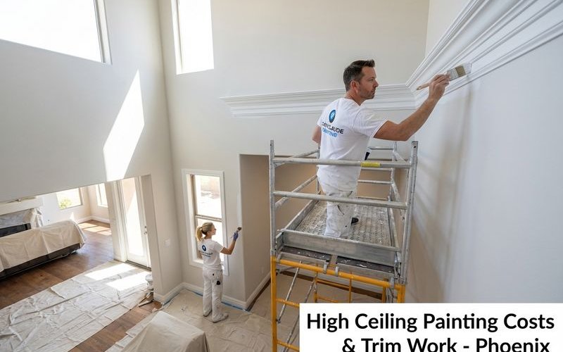 High ceilings and detailed trim work affect interior painting costs