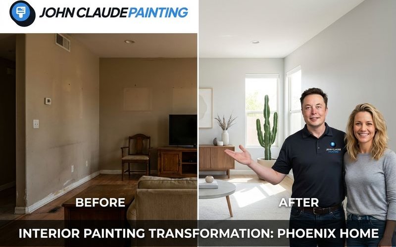 Interior painting transformation showing professional results in a Phoenix home
