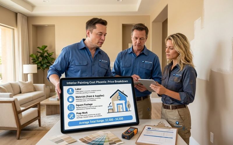 Interior painting cost breakdown showing pricing factors for Phoenix homes