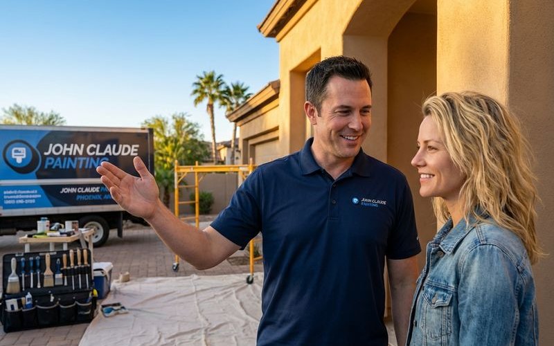 Professional quality exterior paint application on Phoenix stucco home