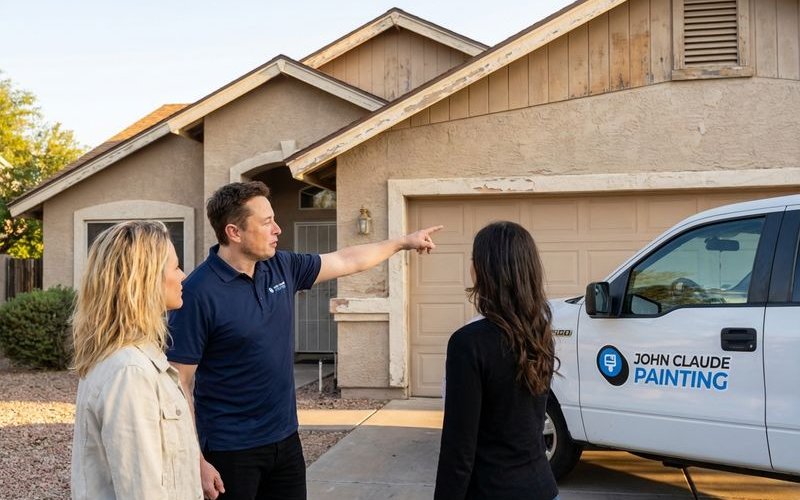 Exterior of Phoenix home showing signs it needs repainting