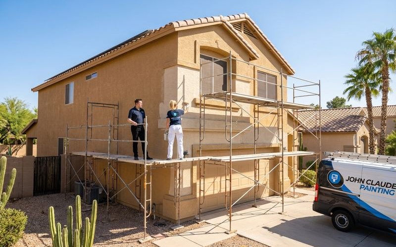 Two-story Phoenix home exterior painting requires specialized equipment