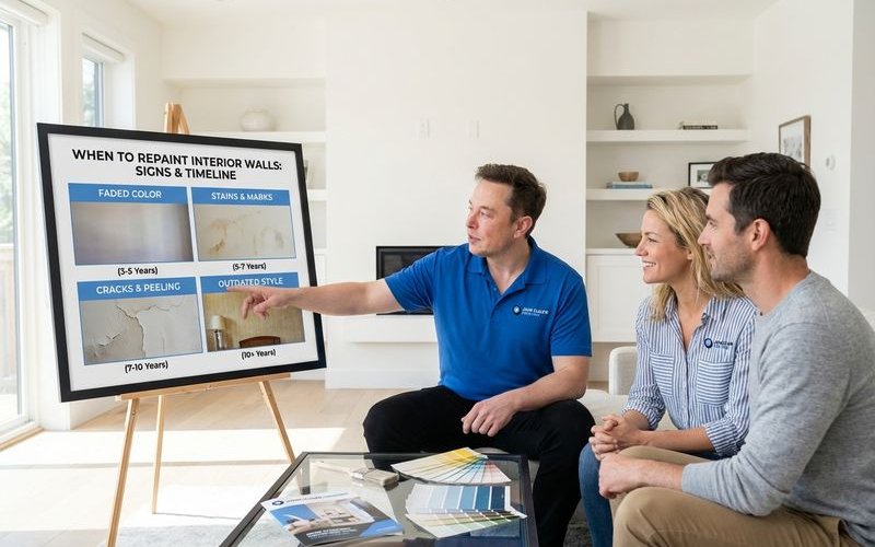 Interior wall showing when to repaint based on wear and condition